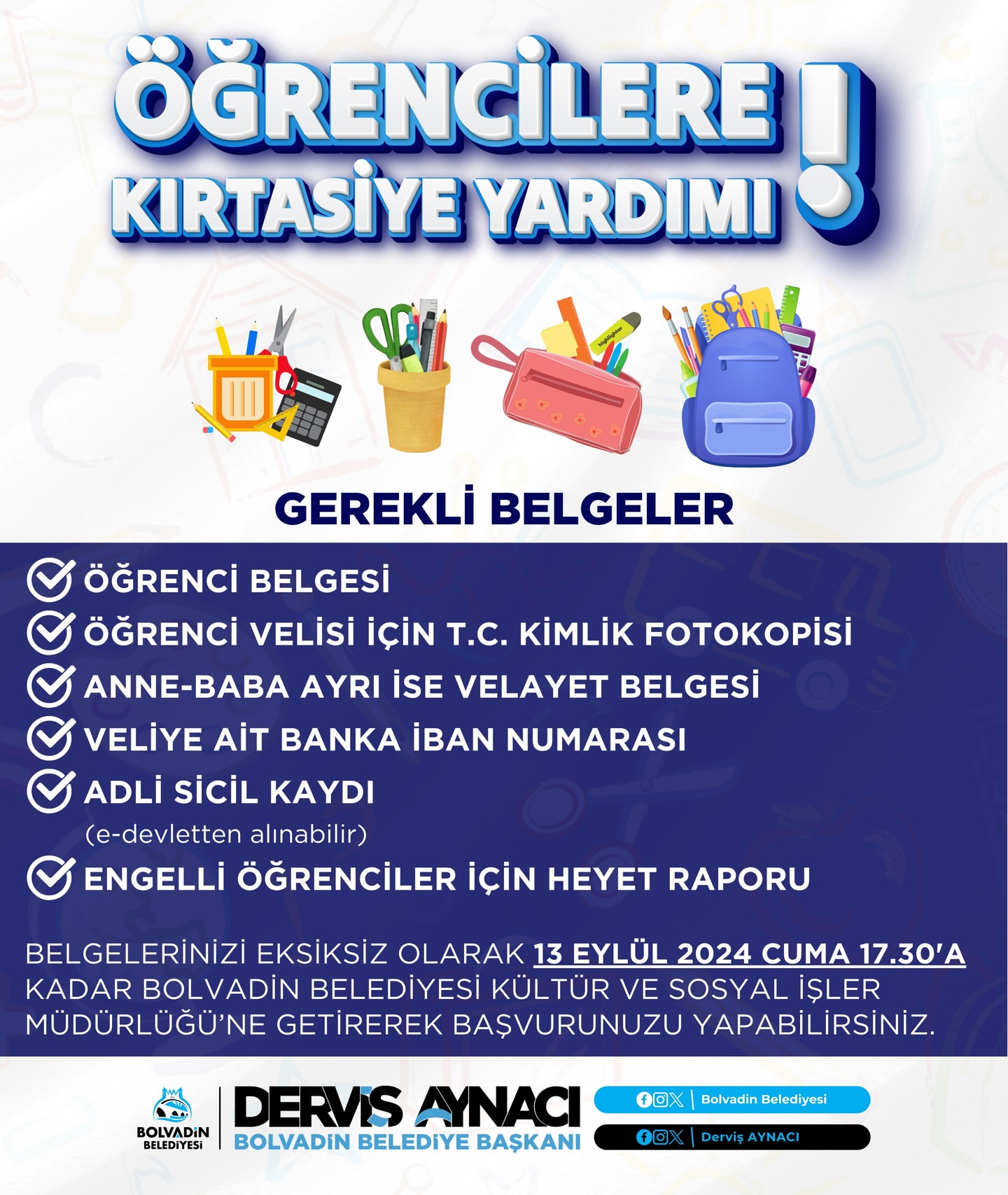 Öğrencilere Kırtasiye Yardımı Başvurusu Başladı