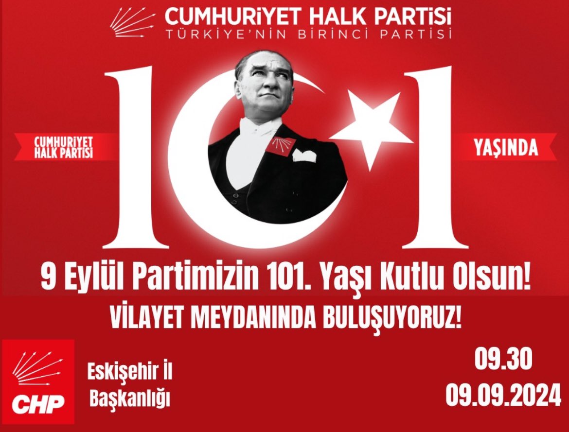 CHP Eskişehir 101. Kuruluş Yıl Dönümünü Kutluyor