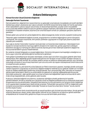 Sosyalist Enternasyonal İkinci Yüzyıl Değişim Kurultayı'nda Deklarasyon Yayınladı