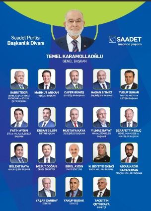 Saadet Partisi’nin 19 kişilik Başkanlık Divanı belirlendi.