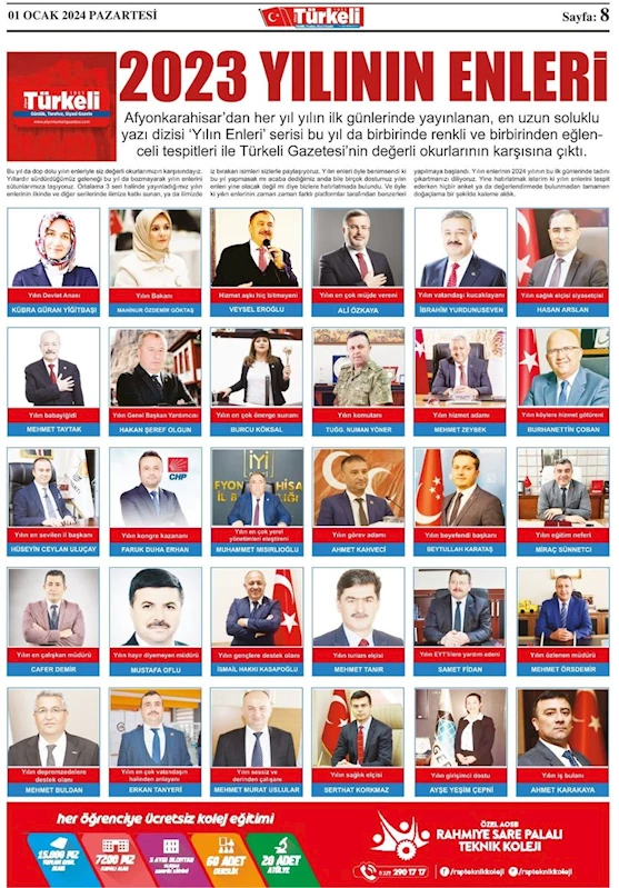 Afyonkarahisar MHP İl Başkanı Ahmet Kahveci, Türkeli Gazetesi'nden aldığı ödül için teşekkür etti.