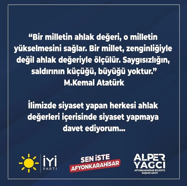 İyi Partili Alper Yağcı, Afyonkarahisar'da Belediye Başkanı olmak için ahlaki değerlere vurgu yapıyor