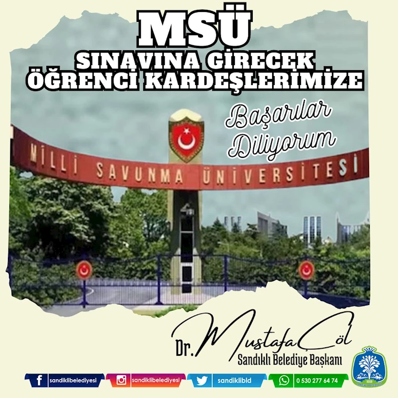 Sandıklı Belediyesi, Milli Savunma Üniversitesi (MSÜ) sınavına ücretsiz ulaşım sağlıyor.