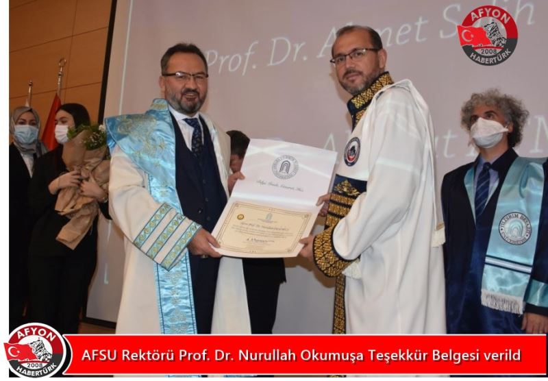 AFSU Rektörü Prof. Dr. Nurullah Okumus’a Tesekkür Belgesi verildi.